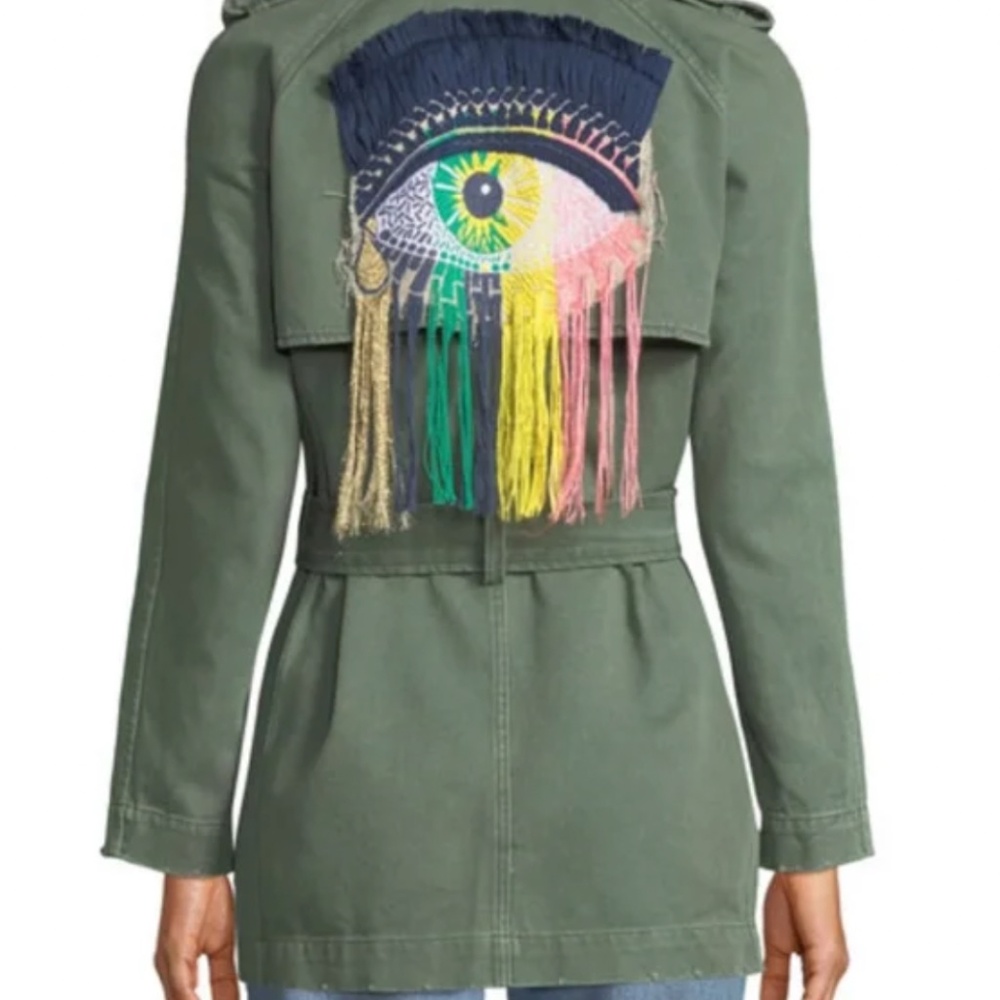Le Superbe Distressed Eye C U Trench Coat Size 10
